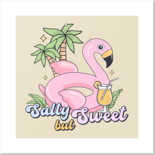 Summer Vibes Cute Flamingo Salty But Sweet Posters and Art